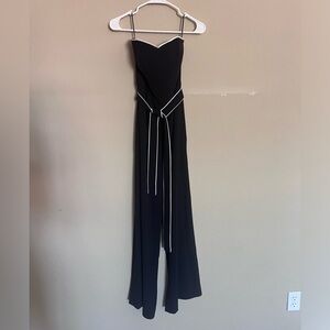 Strapless, wide leg jumpsuit